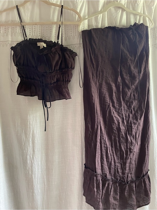 Dresses & Skirts - Brown smocked tank and maxi skirt set cottagecore vibes